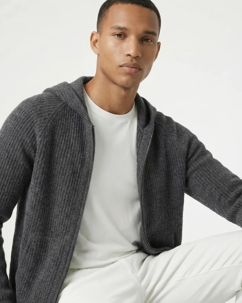 Thickened Wool Hooded Cardigan Zipper