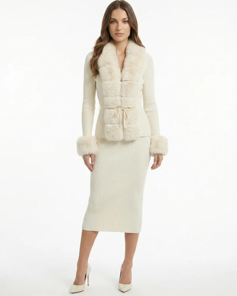Rinna Faux Fox Fur Cardigan Coat