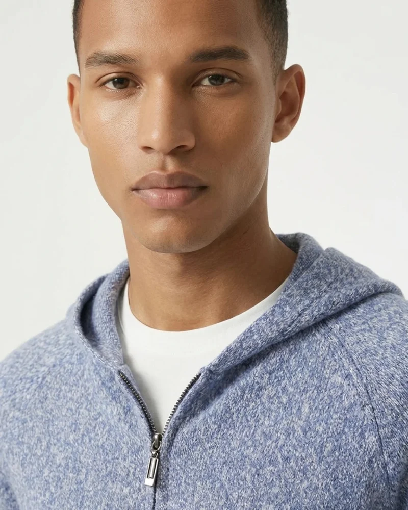 Milano Cashmere & Wool Zipper Hooded Caridgan Knitted