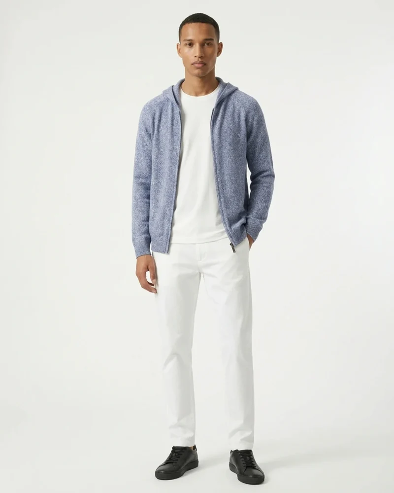 Milano Cashmere & Wool Zipper Hooded Caridgan Knitted