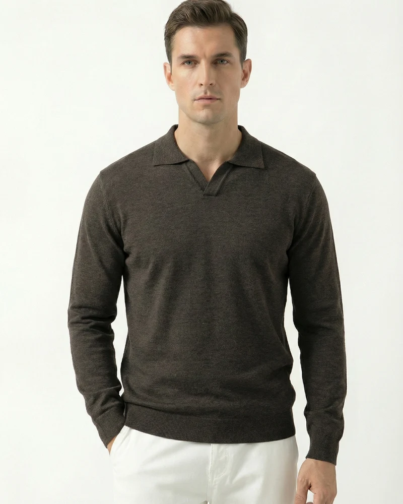 Wool Modal Polo Seagull Collar Knitwear