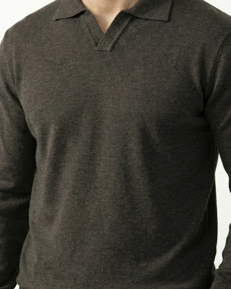 Wool Modal Polo Seagull Collar Knitwear
