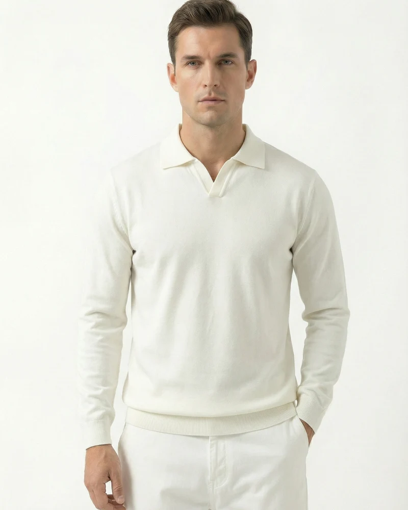 Wool Modal Polo Seagull Collar Knitwear