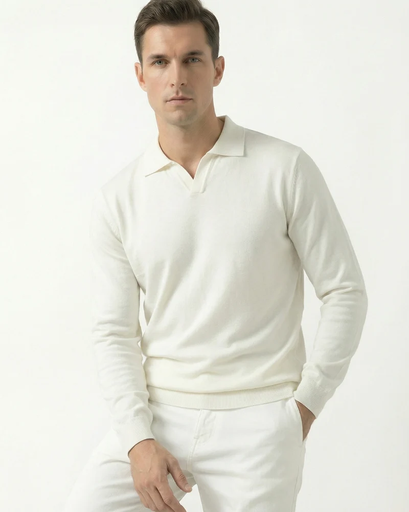 Wool Modal Polo Seagull Collar Knitwear