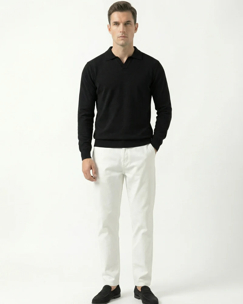 Wool Modal Polo Seagull Collar Knitwear
