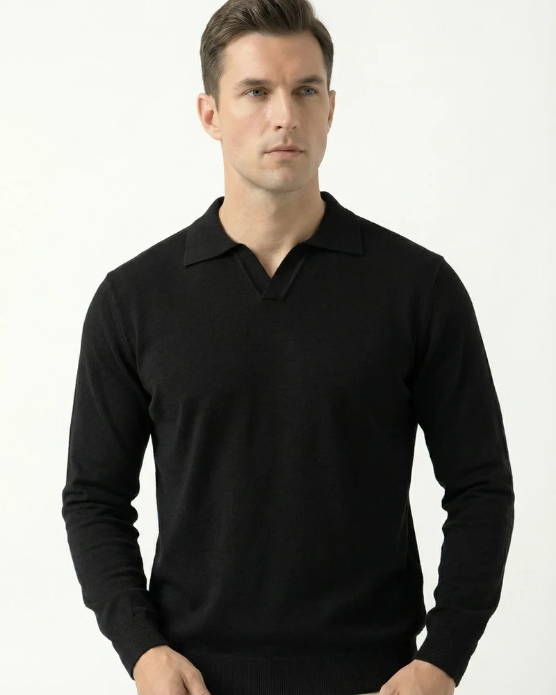 Wool Modal Polo Seagull Collar Knitwear