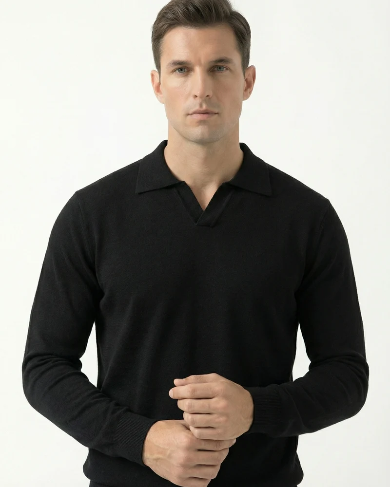Wool Modal Polo Seagull Collar Knitwear