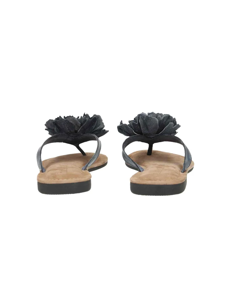 Ladies flower Slippers Uni Color black