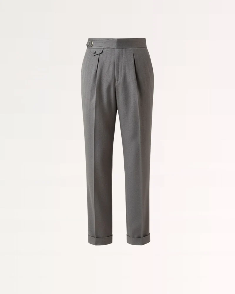Business Grey Trousers Herringbone