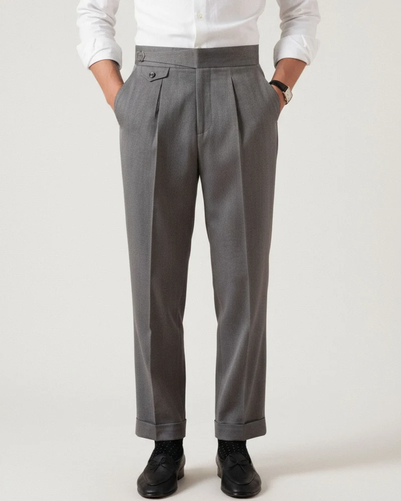Business Grey Trousers Herringbone
