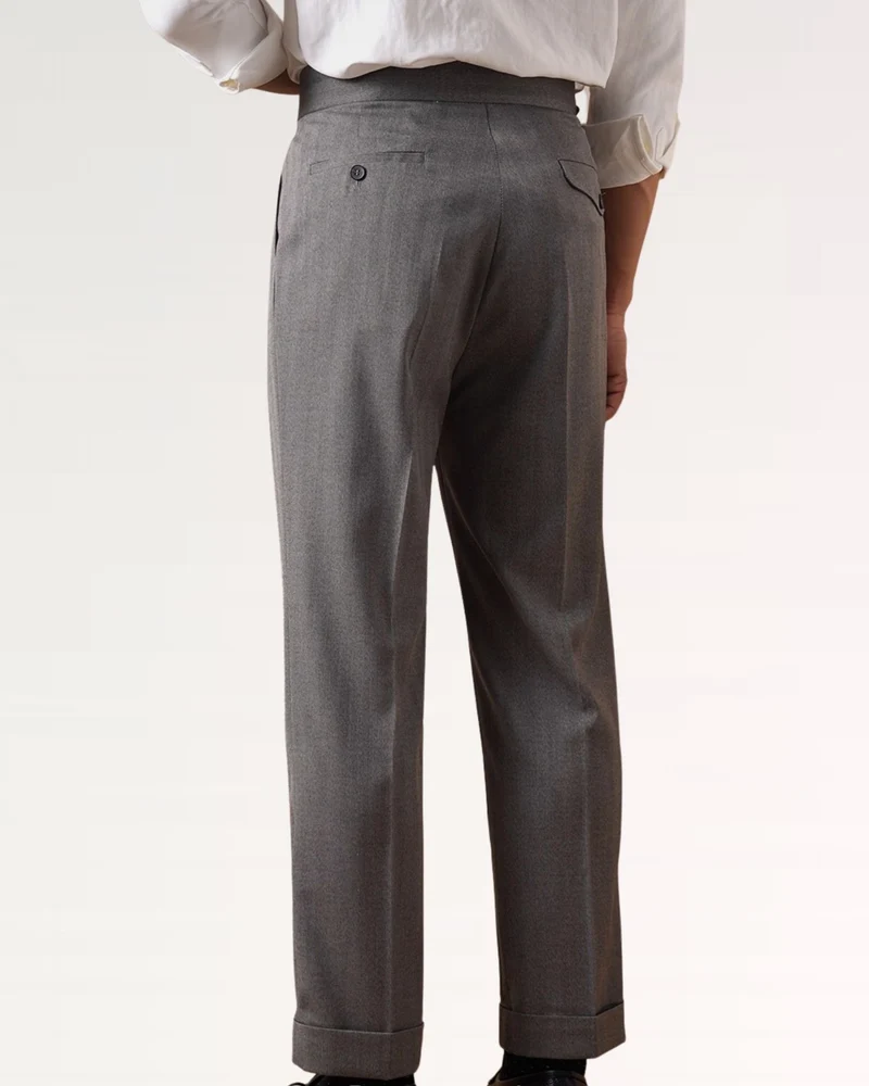 Business Grey Trousers Herringbone