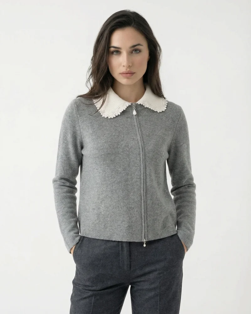 Cashmere Sweater Jacket Baroque Pearl