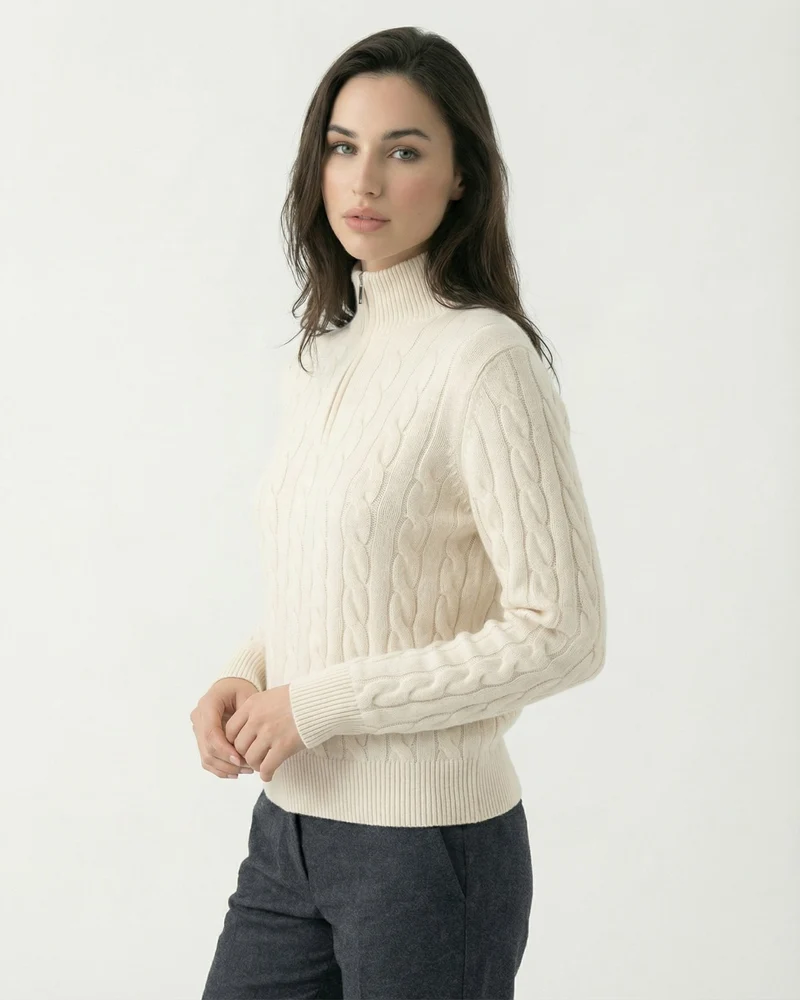 Cashmere Sweater Zipper Turtleneck