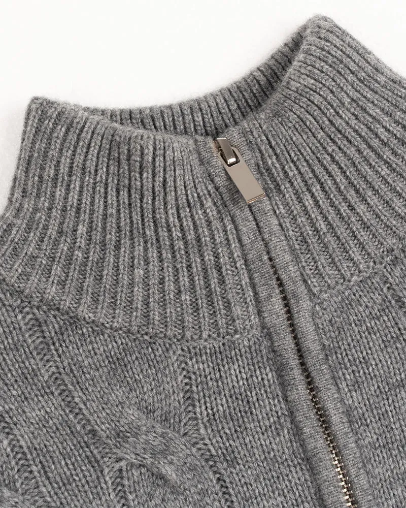 Cashmere Sweater Zipper Turtleneck