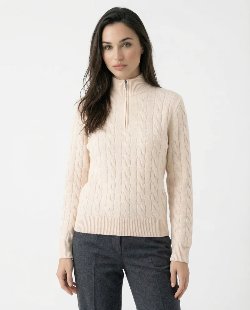Cashmere Sweater Zipper Turtleneck
