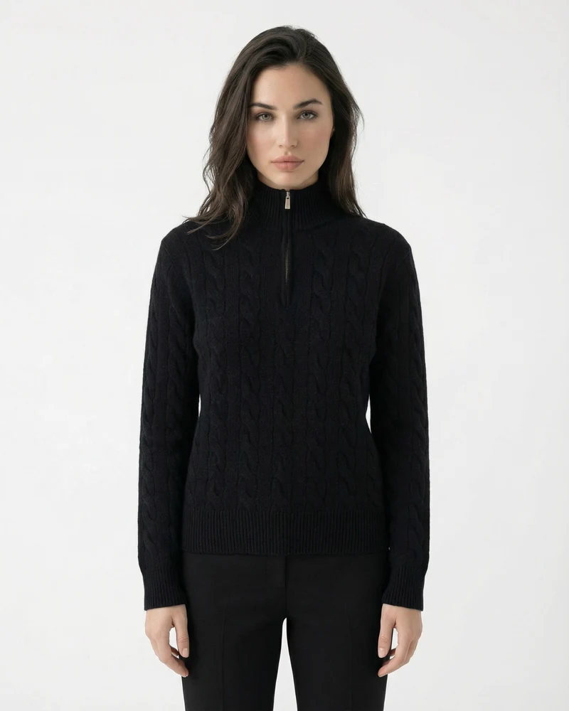 Cashmere Sweater Zipper Turtleneck