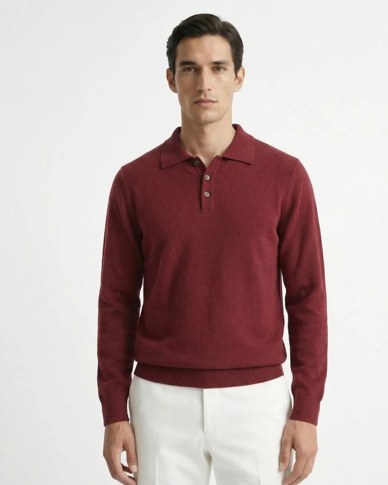 Fine Cashmere Polo Long Sleeve