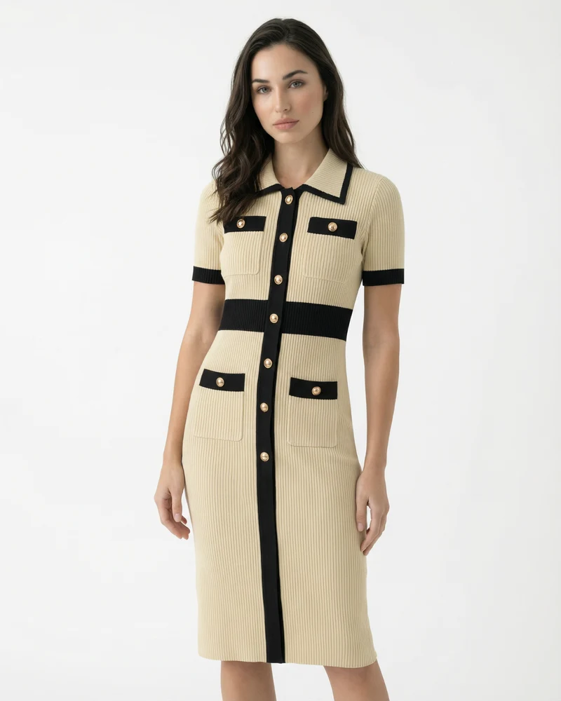 Old Money Ice Silk Dress Short Sleeve