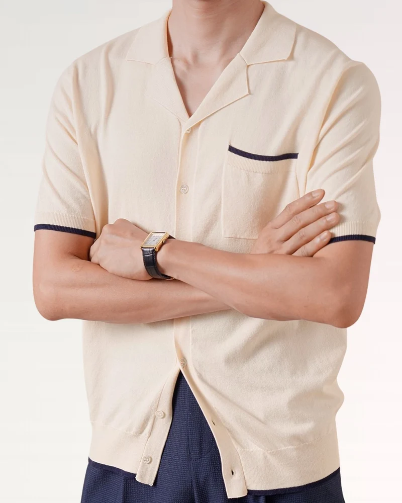 Cuban Collar Shirt Light Cotton Breathable