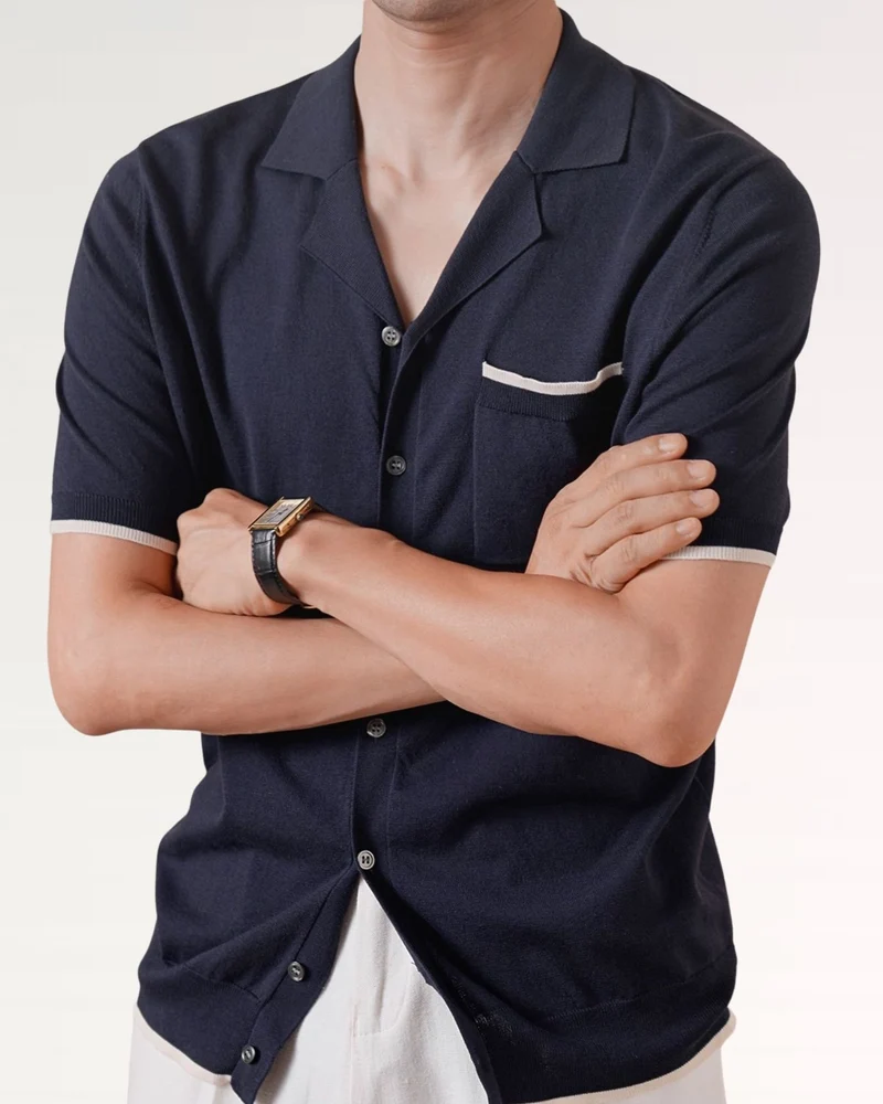 Cuban Collar Shirt Light Cotton Breathable