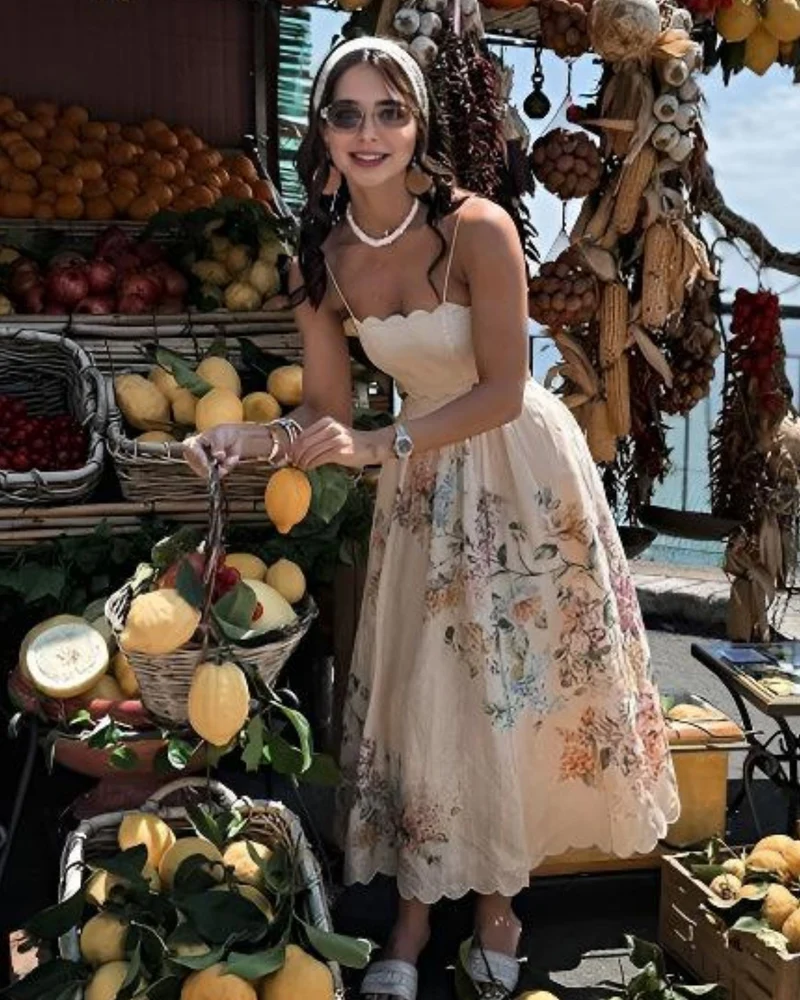 Cream sling hollow dress