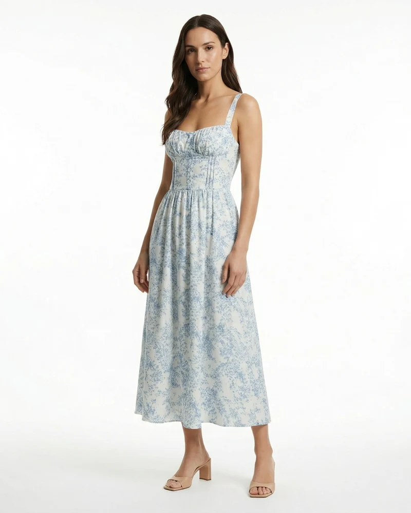 Garden Dream Blue White Dress
