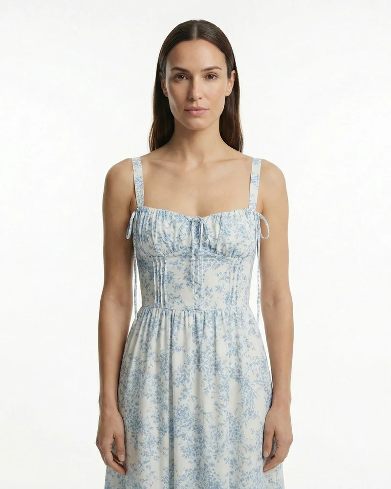 Garden Dream Blue White Dress