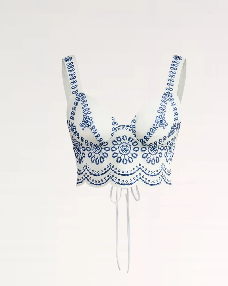 Blue Printed Sleeveless Skirt Back Set