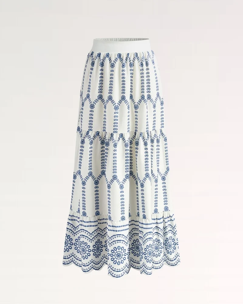 Blue Printed Sleeveless Skirt Back Set