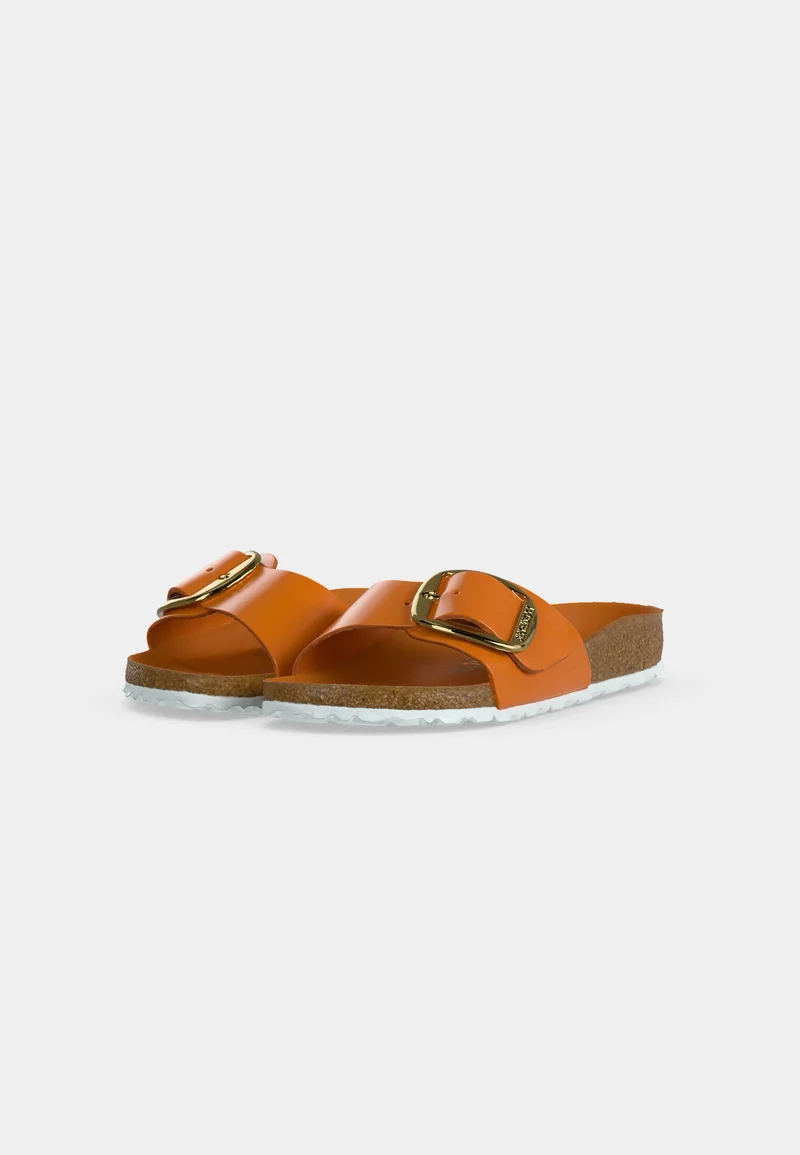 Madrid Big Buckle Natural Leather Patent Narrow high-shine kurkuma