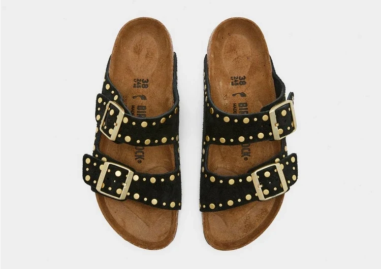 Arizona Rivets Suede Leather Women Narrow black