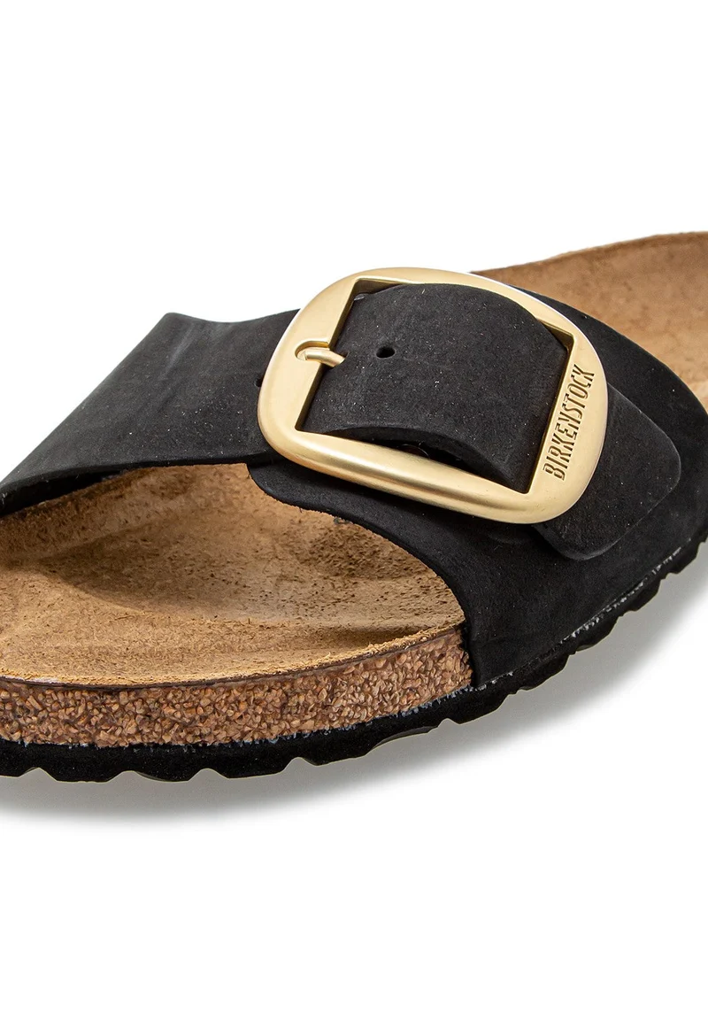 Madrid Big Buckle Nubuk Leather black