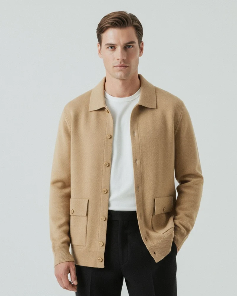 Retro Cardigan Jacket Cashmere & Wool Blend
