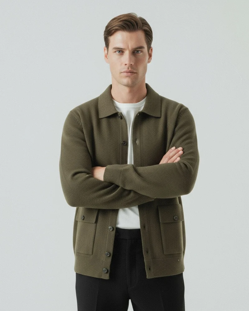 Retro Cardigan Jacket Cashmere & Wool Blend