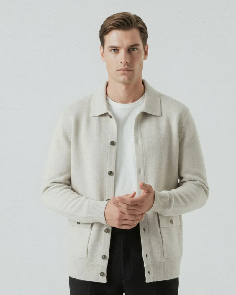 Retro Cardigan Jacket Cashmere & Wool Blend