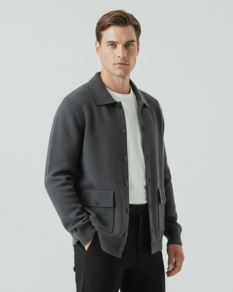 Retro Cardigan Jacket Cashmere & Wool Blend