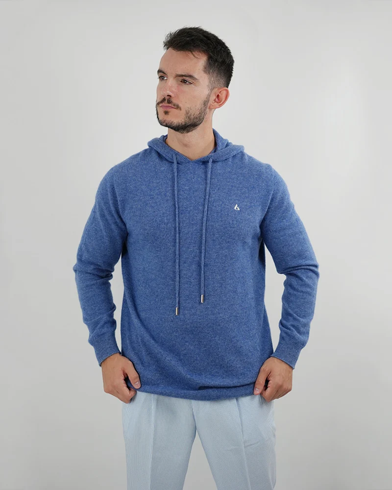 Lovau x Cashmere Hoodie - Flower Blue & White Logo