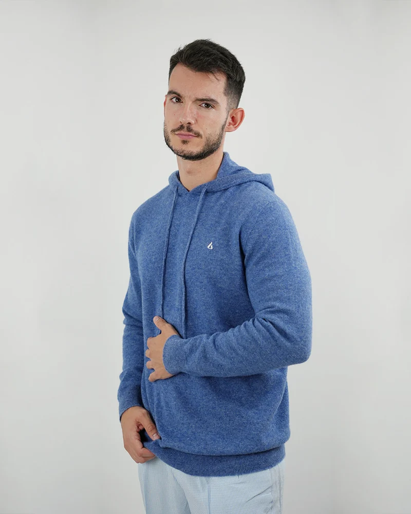 Lovau x Cashmere Hoodie - Flower Blue & White Logo