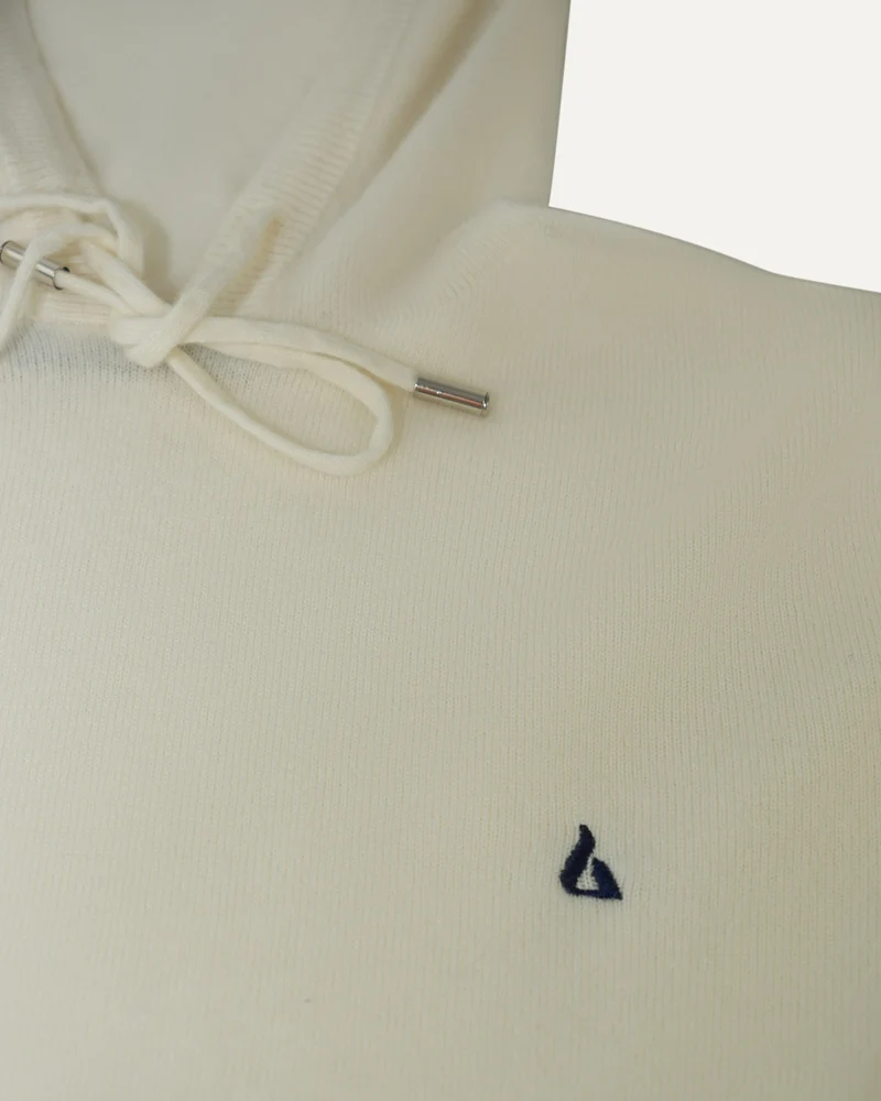 Lovau x Cashmere Hoodie - White & Navy Blue Logo
