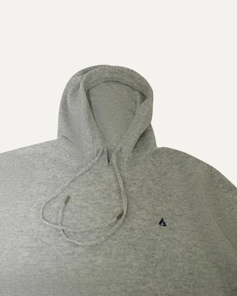 Wool Classy Hoodie - Gray & Navy Blue Logo