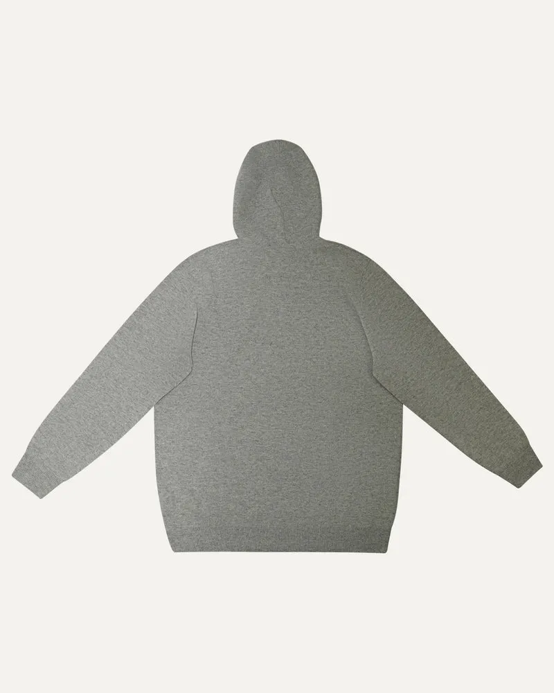 Wool Classy Hoodie - Gray & Navy Blue Logo