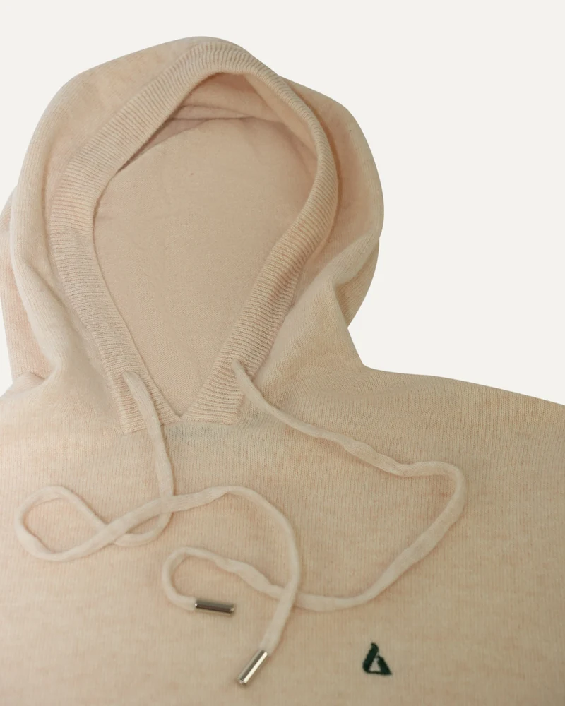 Wool Classy Hoodie - Beige & Dark Green Logo
